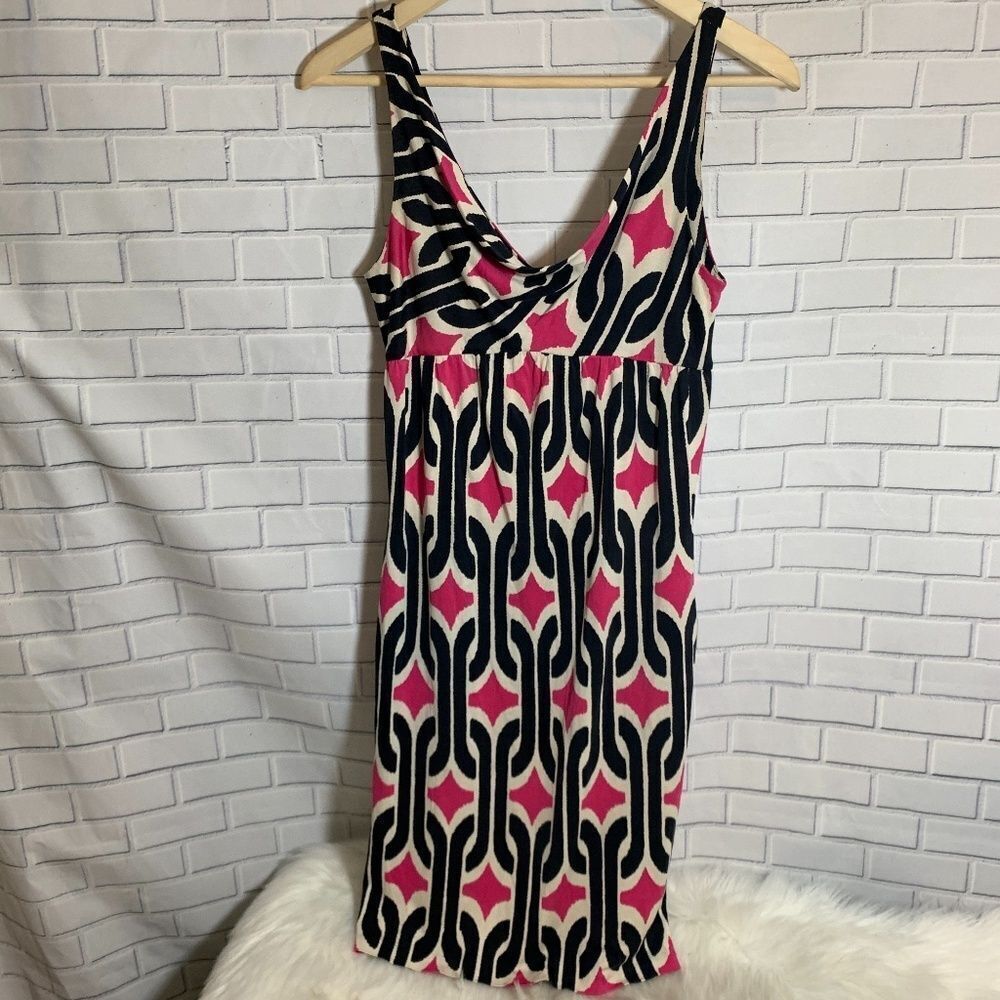 Diane Von Furstenberg Silk Print Drape Neck Dress
